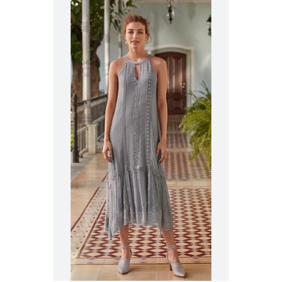 Sundance embroidered halter lace midi dress size 12 party gatsby romantic boho - Picture 1 of 6